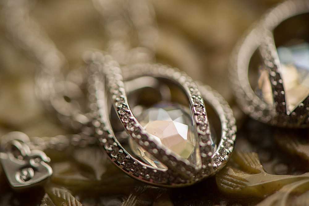 Wedding rings arranged on metallic horseshoes