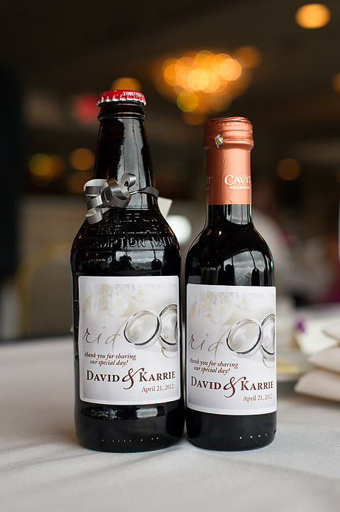Personalized wine bottles with the wedding date