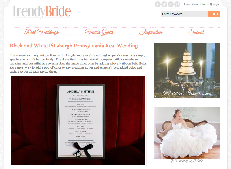 Featured in Trendy Bride