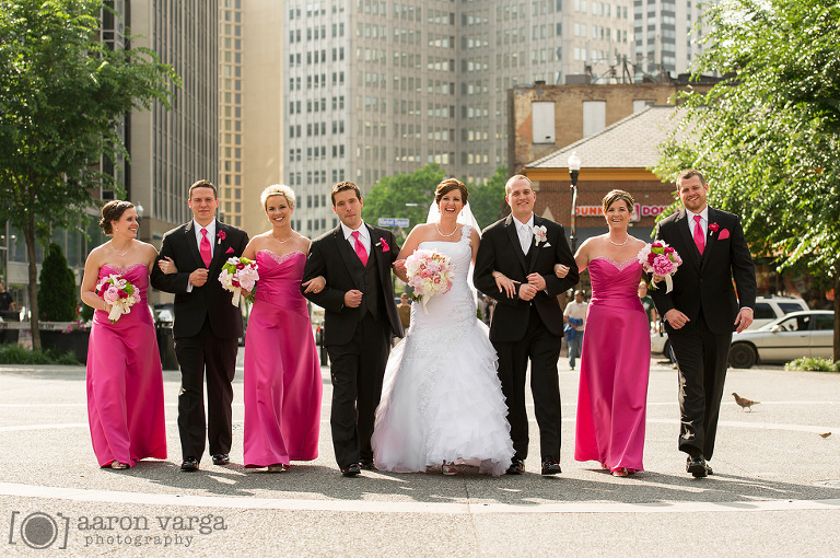 24 Bridal party Market Square Pittsburgh(pp w768 h510) - Molly + Dan | Fairmont Hotel Wedding Pittsburgh Photos