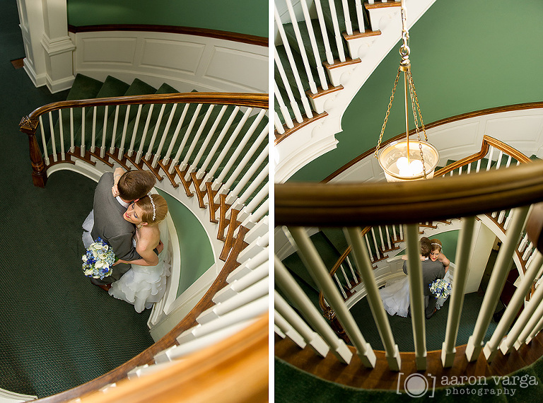 44 Montour Heights Country Club staircase wedding photo(pp w768 h570) - Alexis + Jon | Montour Heights Country Club Wedding Photos