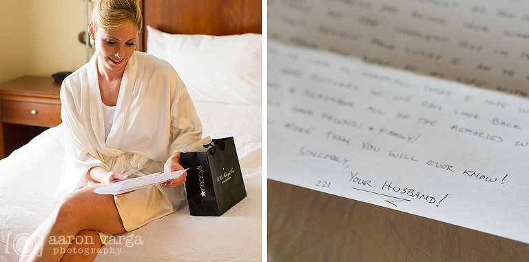 05 bride opening gift from groom(pp w768 h380) - Julie + Brian | Chestnut Ridge Golf Resort Wedding Photos