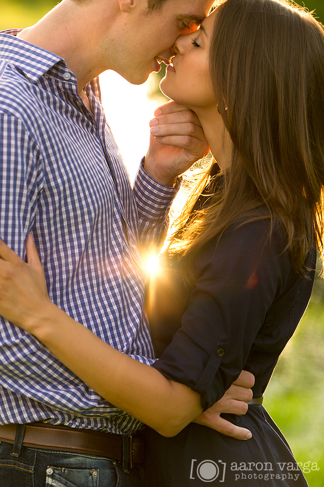 Sunset kiss photo on a lake