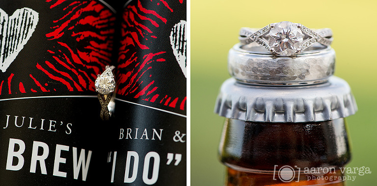 51 wedding rings on beer bottles(pp w768 h380) - Julie + Brian | Chestnut Ridge Golf Resort Wedding Photos