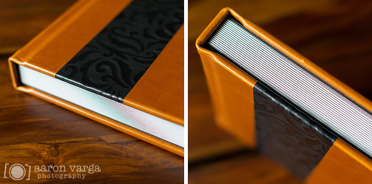 06 black strip leather album(pp w768 h380) - Orange and Black Flush Mount Wedding Album
