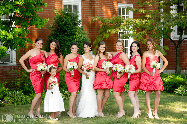 06 coral bridesmaids dresses(pp w768 h510) - Hilton Garden Inn Southpointe Wedding