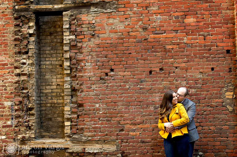 21 exposed brick engagement photo(pp w768 h511) - Christina + Alex | Downtown Pittsburgh Post-Wedding Photos