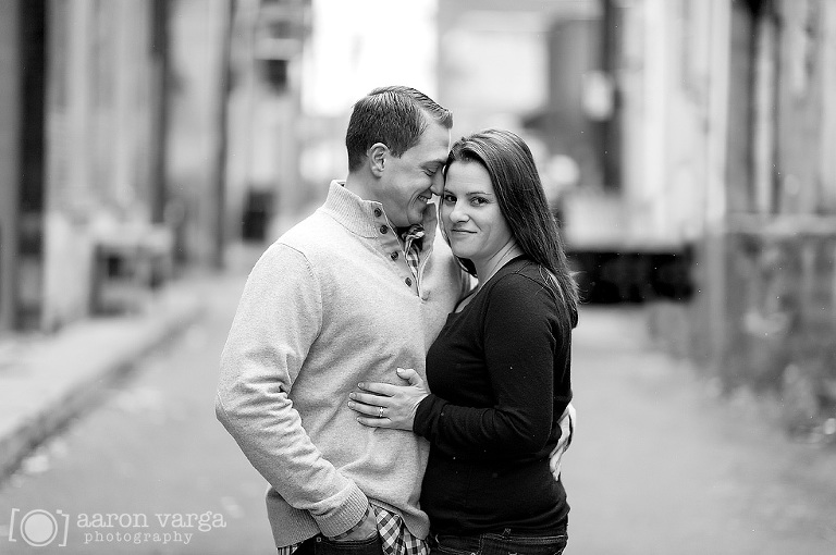 14 engagement photo in alley(pp w768 h510) - Natalie + Tim | Pittsburgh Strip District Engagement Photos
