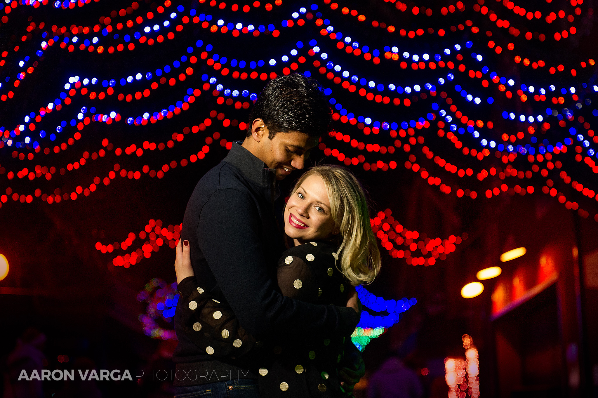 Kennywood Holiday Lights Engagement - Nicole + Yash | Kennywood Engagement Photos