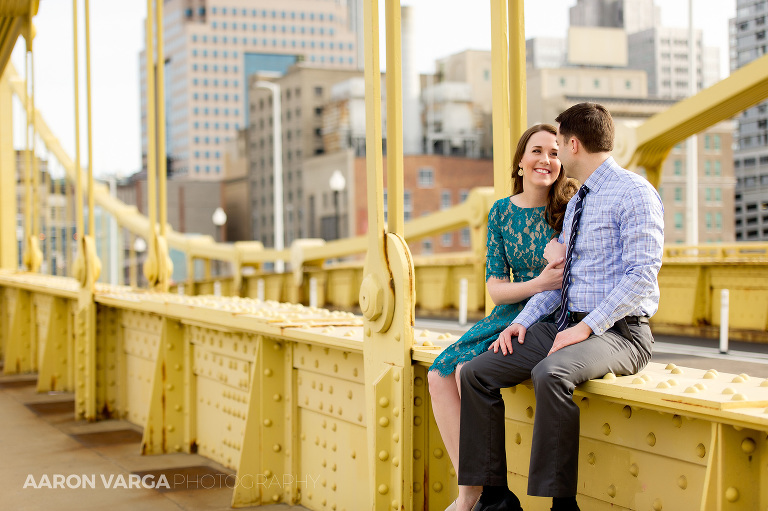 02 yellow bridge engagement(pp w768 h511) - Dana + Brian | Downtown Pittsburgh Engagement Photos