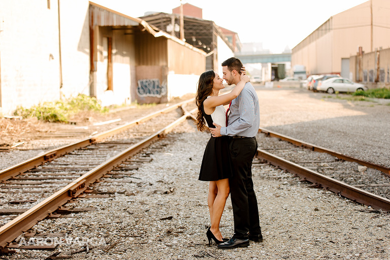 09 train tracks engagement pittsburgh(pp w768 h512) - Gina + Anthony | Strip District and Mt. Washington Engagement Photos