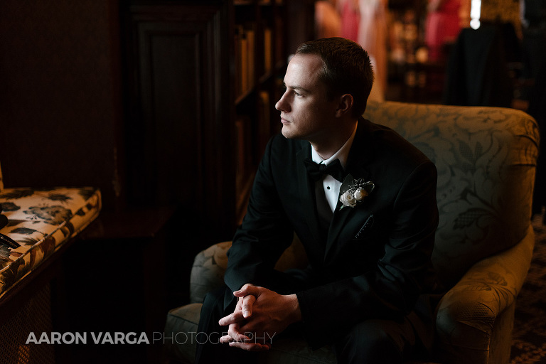 07 groom portrait window light(pp w768 h512) - Kirstin + Brad | Pittsburgh Athletic Association Wedding Photos