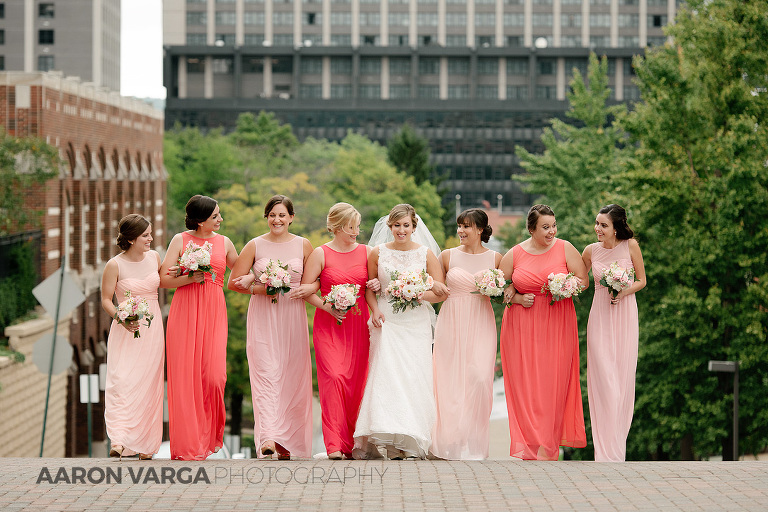16 pink coral bridesmaid dresses(pp w768 h512) - Kirstin + Brad | Pittsburgh Athletic Association Wedding Photos