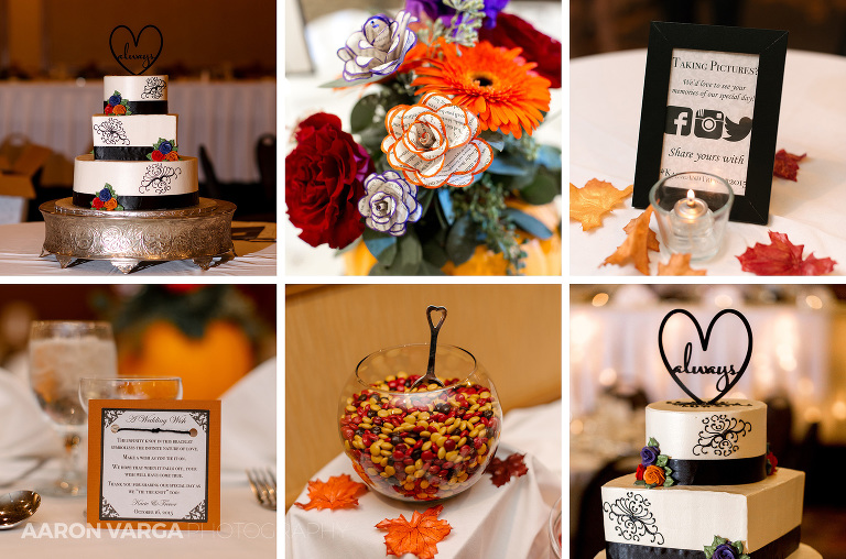 orange red fall wedding details(pp w768 h508) - Kacie + Trevor | Heinz Chapel & Embassy Suites Wedding Photos