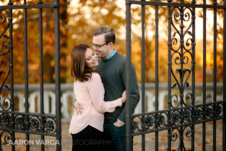 33 pittsburgh engagement photos wrought iron fence(pp w768 h512) - Dina + Brendan | Washington's Landing and Mellon Park Engagement