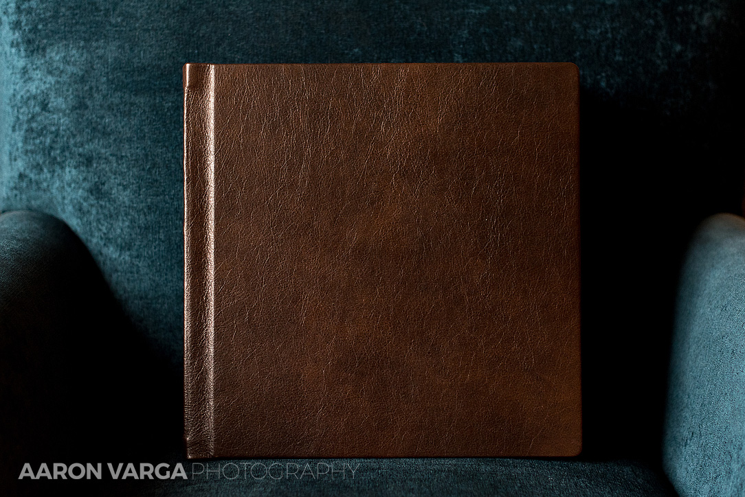 01 finao carrigan leather album1 - Brown Leather Wedding Album | Pittsburgh Athletic Association Wedding