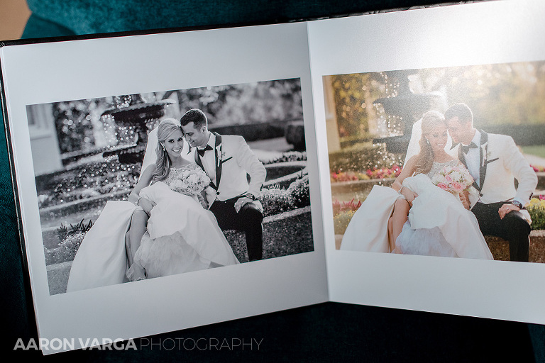 09 flush mount album spread finao one2(pp w768 h512) - Black Leather Flush Mount Wedding Album | Oglebay Resort