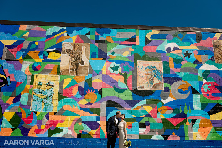 27 wedding photos in front of south side mural(pp w768 h512) - Mimi + Mike | Hotel Monaco and J. Verno Studios Wedding Photos