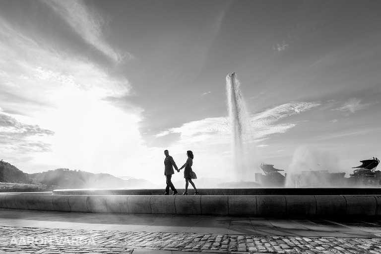 07 bride groom fountain engagement(pp w768 h512) - Kini + Ricky | Point State Park and Mt. Washington Engagement Photos