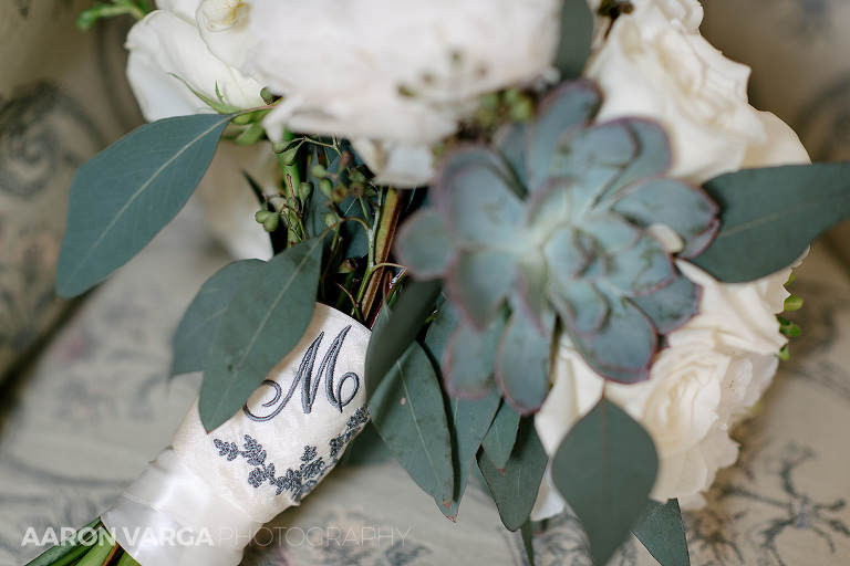 02 monogrammed succulent wedding bouquet(pp w768 h512) - Megan + Robert | Longue Vue Club Wedding Photos