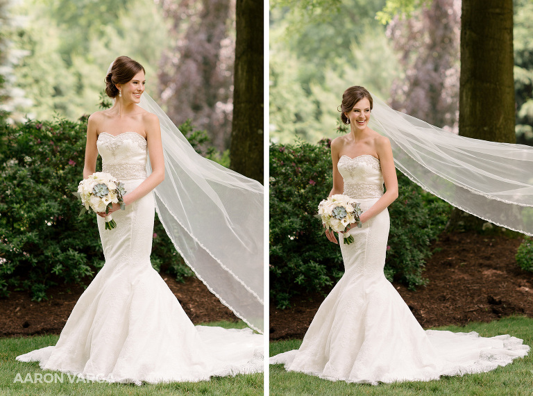 07 bride long veil wind(pp w768 h570) - Megan + Robert | Longue Vue Club Wedding Photos