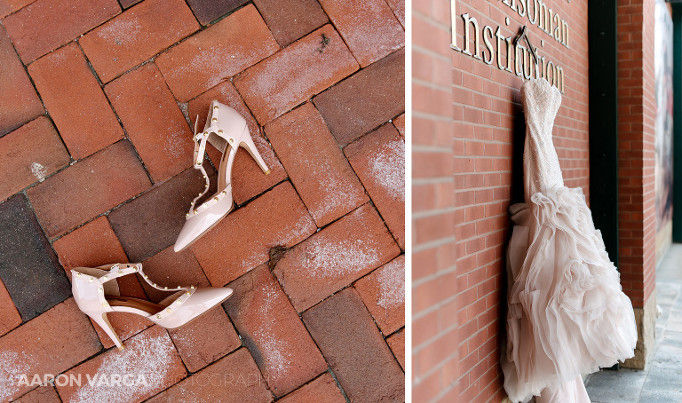 04 pink wedding dress and shoes(pp w768 h454) - Amie + Ben | Heinz History Center Wedding Photos