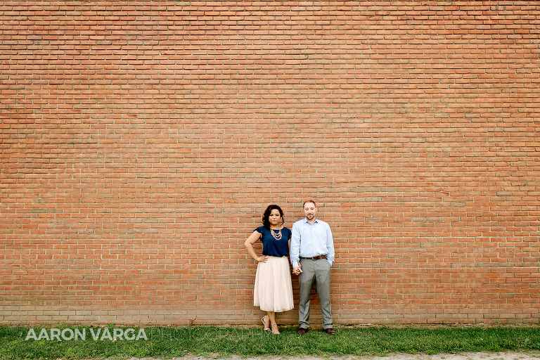 09 washingtons landing engagement brick wall(pp w768 h512) - Iona + Eric | Washington's Landing & Mellon Park Engagement Photos
