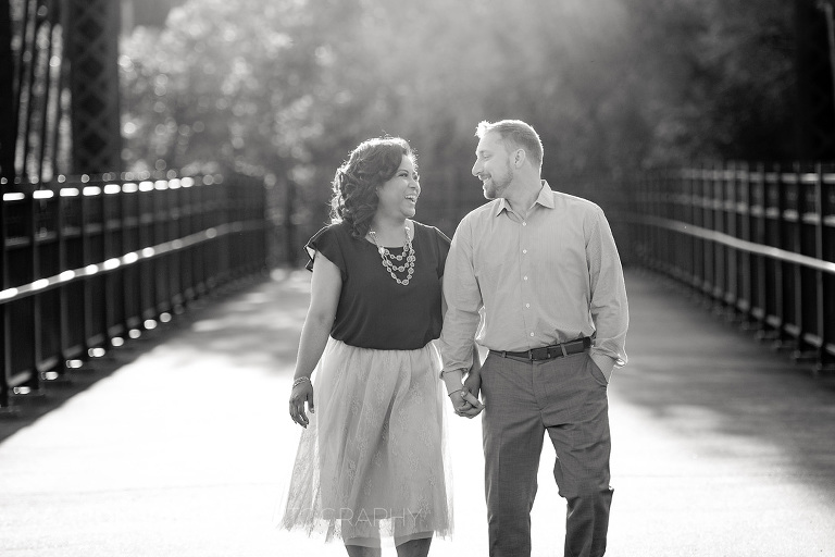 16 bike bridge at washingtons landing(pp w768 h512) - Iona + Eric | Washington's Landing & Mellon Park Engagement Photos
