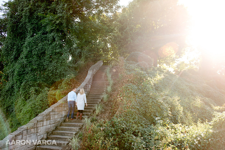 02 washingtons landing stairs(pp w768 h512) - Annie + Jeff | Washington's Landing and Strip District Engagement Photos