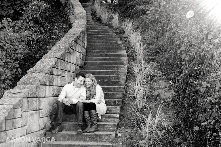 07 washingtons landing staircase engagement(pp w768 h512) - Annie + Jeff | Washington's Landing and Strip District Engagement Photos