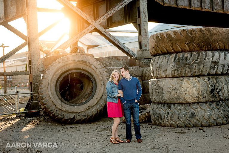 22 strip district tires engagement photo(pp w768 h512) - Annie + Jeff | Washington's Landing and Strip District Engagement Photos