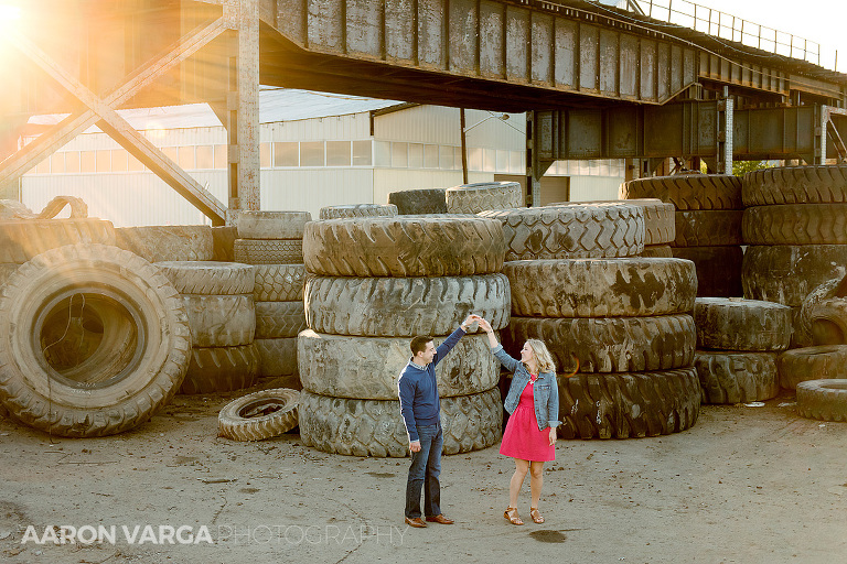 26 strip district tire yard industrial engagement(pp w768 h512) - Annie + Jeff | Washington's Landing and Strip District Engagement Photos
