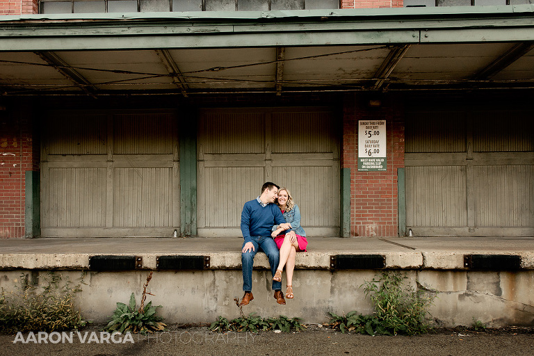 32 strip district garage doors engagement(pp w768 h512) - Annie + Jeff | Washington's Landing and Strip District Engagement Photos
