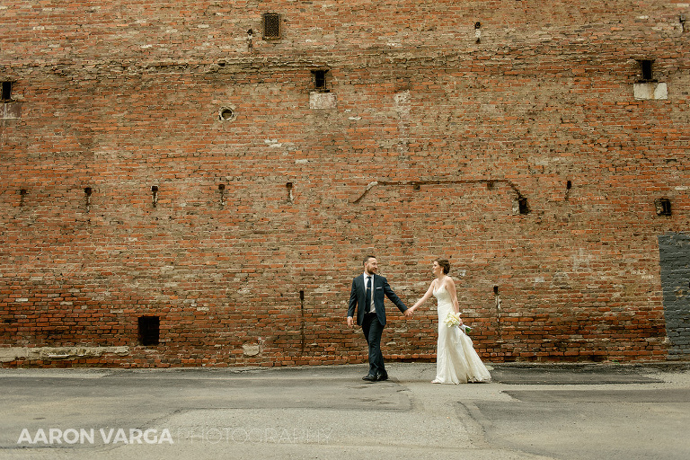 29 pittsburgh urban brick wall wedding(pp w768 h512) - Shannon + Philip | Renaissance Hotel Pittsburgh Wedding Photos
