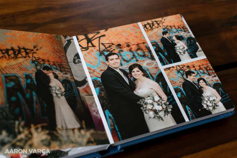 04 strip district wedding album(pp w768 h512) - Blue and White Leather Wedding Album | Pittsburgh Opera Wedding Album
