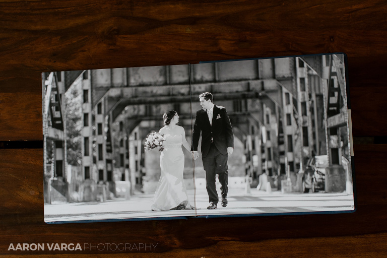 06 strip district wedding album pittsburgh opera(pp w768 h512) - Blue and White Leather Wedding Album | Pittsburgh Opera Wedding Album