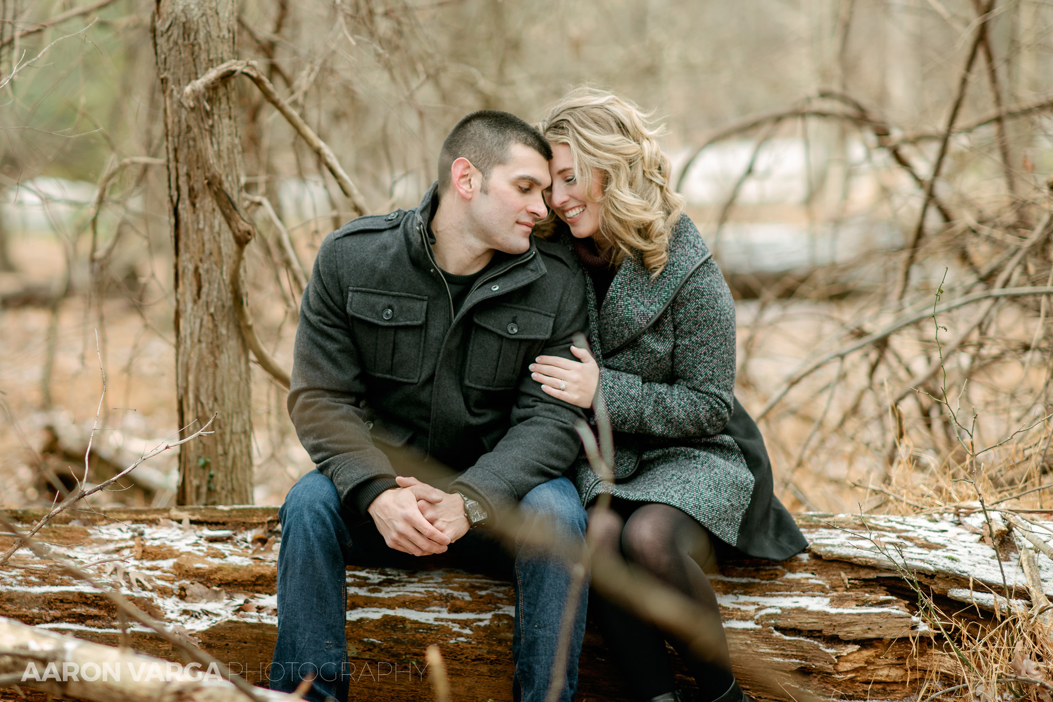 21 engagement photo in woods - Cayla + Sam | Hartwood Acres Winter Engagement Photos