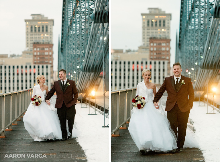 43 smithfield street bridge wedding winter(pp w768 h565) - Kaitlyn + Tom | Heinz Chapel and Sheraton Station Square Wedding Photos