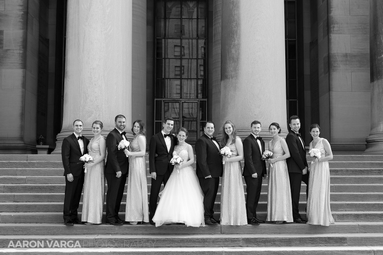 20 bridal party at carnegie library columns(pp w768 h512) - Kelly + John | J. Verno Studios Wedding