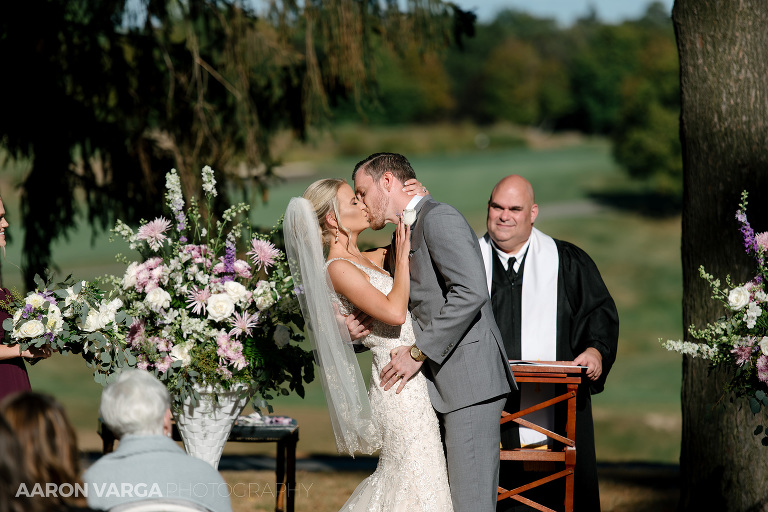 27 first kiss outdoor wedding ceremony(pp w768 h512) - Amy + Bill | Montour Heights Country Club Wedding Photos