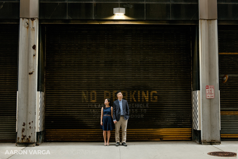 02 downtown pittsburgh garage door engagement(pp w768 h512) - Daniel + Lailene | Downtown Pittsburgh Engagement Photos