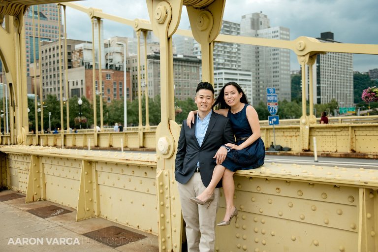 26 engagement photos on pittsburgh yellow bridge(pp w768 h512) - Daniel + Lailene | Downtown Pittsburgh Engagement Photos