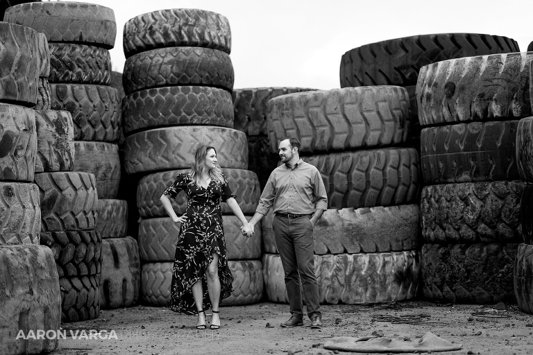 10 tire yard strip district engagement photo(pp w768 h512) - Amanda + Brandon | Strip District Engagement Photos