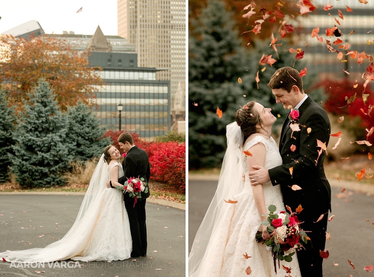 39 leaves falling wedding photo(pp w768 h570) - Katie + Ben | Duquesne University and Omni William Penn Wedding Photos