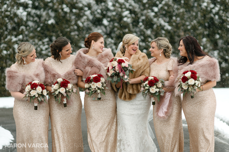 10 winter wedding gold bridesmaid dresses(pp w768 h512) - Andrea + Frank | Pittsburgh Airport Marriott Wedding Photos