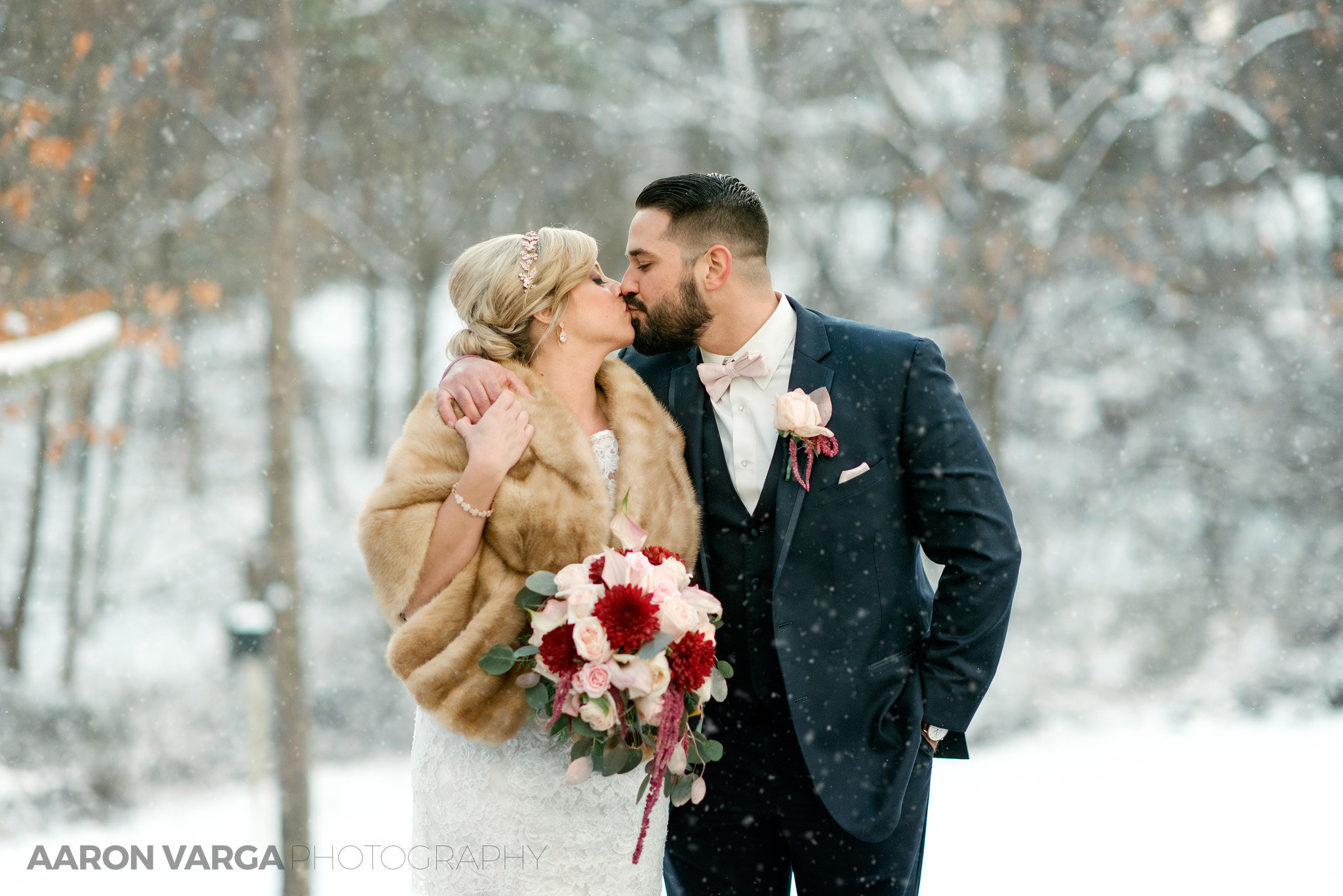 29 brown fur winter wedding - Andrea + Frank | Pittsburgh Airport Marriott Wedding Photos