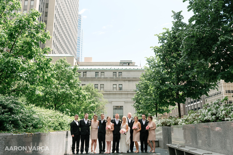 09 mellon square downtown bridal party(pp w768 h512) - Summer + Paul | Embassy Suites Downtown Pittsburgh Wedding Photos