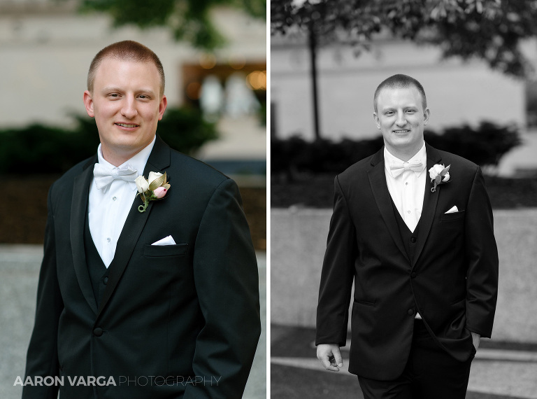 16 groom portrait mellon square(pp w768 h570) - Summer + Paul | Embassy Suites Downtown Pittsburgh Wedding Photos