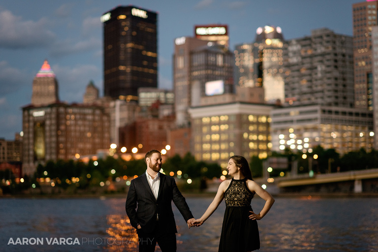 23 north shore engagement photos night(pp w768 h512) - Laura + CJ | Schenley Park and North Shore Engagement Photos