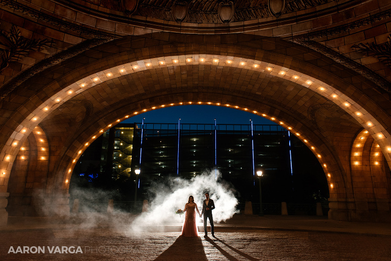 34 wedding photos pennsylvanian downtown smoke(pp w768 h512) - Chrissy + Matt | Downtown Pittsburgh and Pennsylvanian Anniversary Photos